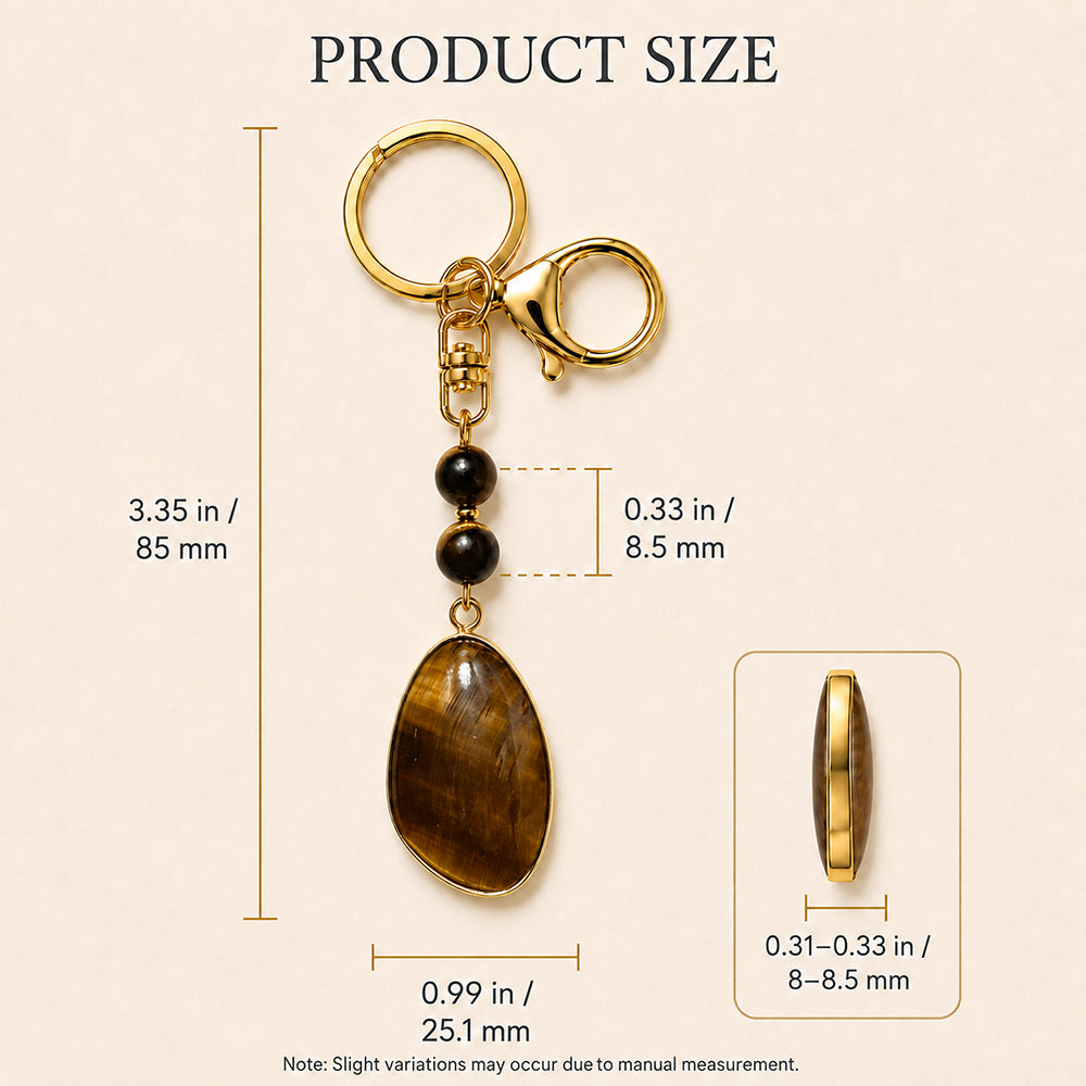 SAFEINA Natural Tiger Eye Keychain & Bag Charm Gift Set