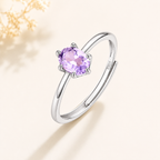 Amethyst Adjustable 925 Sterling Silver Ring - Front View