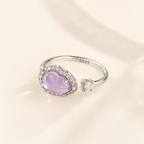 Lilac Amethyst Crystal Ring S925 Sterling Silver - Side View