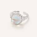 Moonstone Adjustable Ring S925 Sterling Silver - Front View