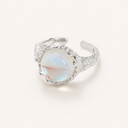 Moonstone Adjustable Ring S925 Sterling Silver - Front View