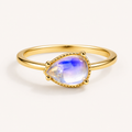 Moonstone Adjustable Ring 18K Gold-Plated S925 Sterling Silver - Front View