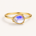Moonstone Adjustable Ring 18K Gold-Plated S925 Sterling Silver - Front View