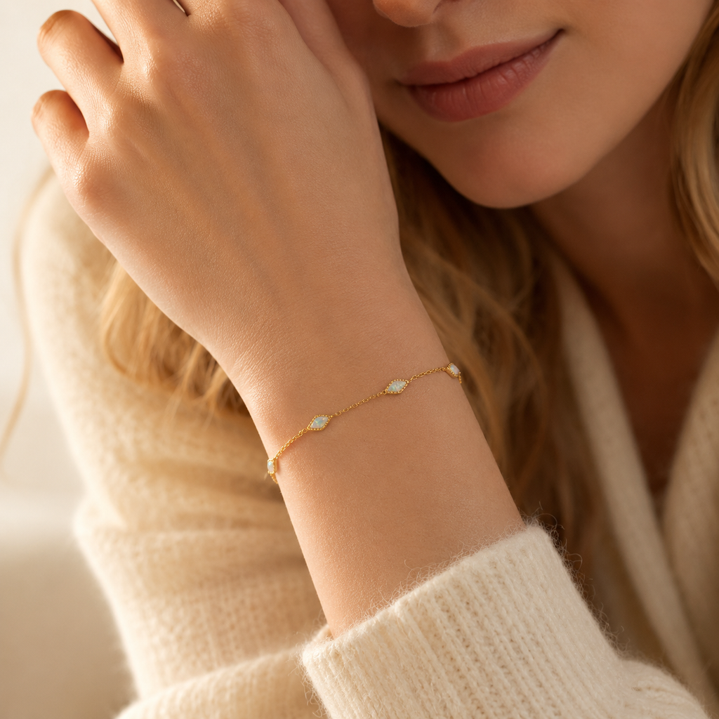 Opal Gold Vermeil Sterling Silver Bracelet - Front View