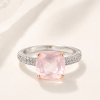 Rose Quartz Sterling Silver Ring - Front View