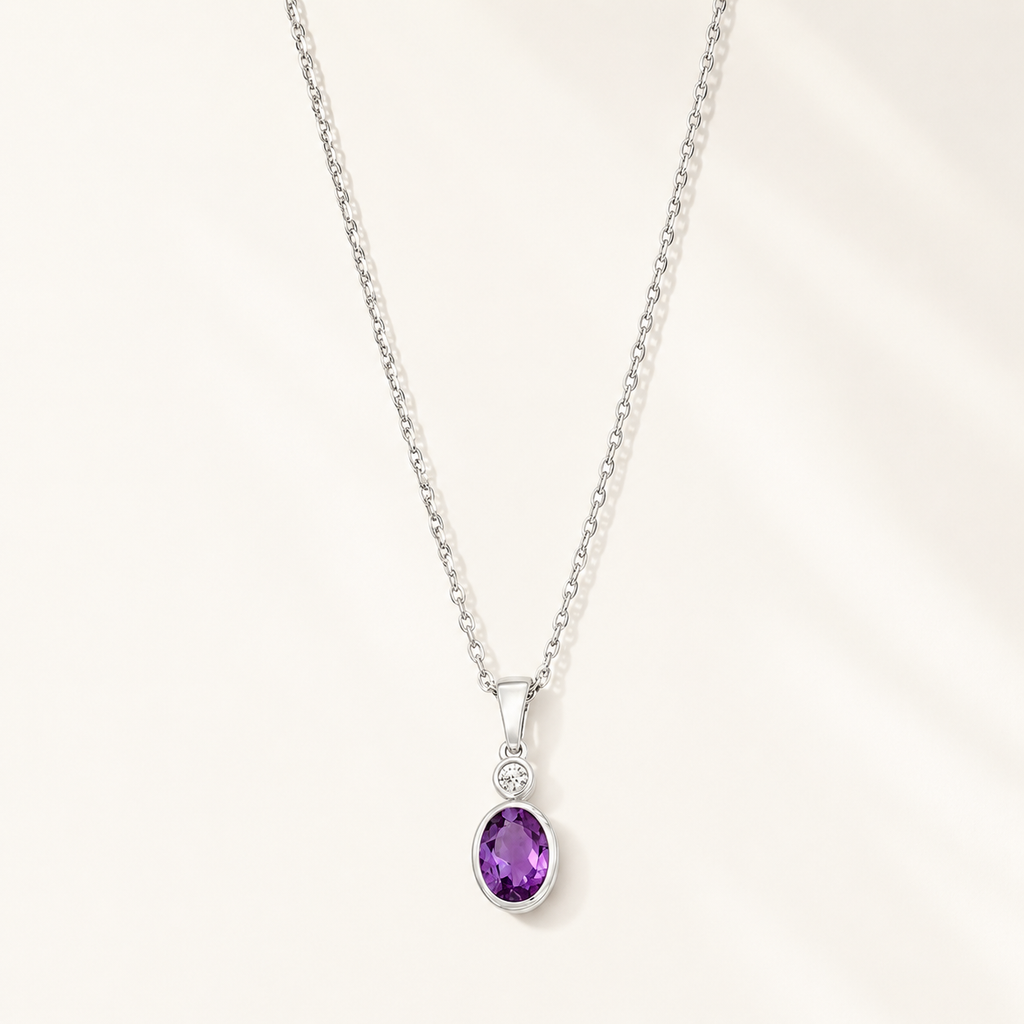 Amethyst Sterling Silver Pendant Necklace