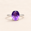 Amethyst Adjustable Ring S925 Sterling Silver - Front View