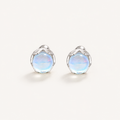 Petite Moonstone Sterling Silver Stud Earrings - Front View