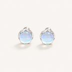 Petite Moonstone Sterling Silver Stud Earrings - Front View