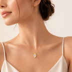 Rainbow Moonstone Pendant Necklace in Gold-Plated S925 Silver