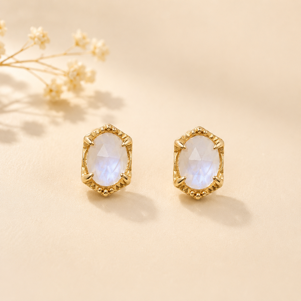 Moonlit Dew Stud Earrings Sterling Silver - Front View