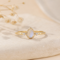 Moonstone Teardrop Ring 18K Gold Vermeil - Front View