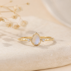 Moonstone Teardrop Ring 18K Gold Vermeil - Front View