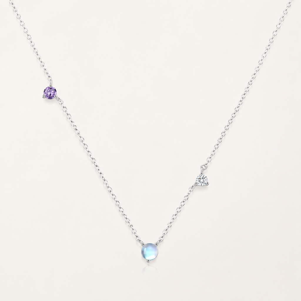 Blue Moonstone Necklace in S925 Sterling Silver