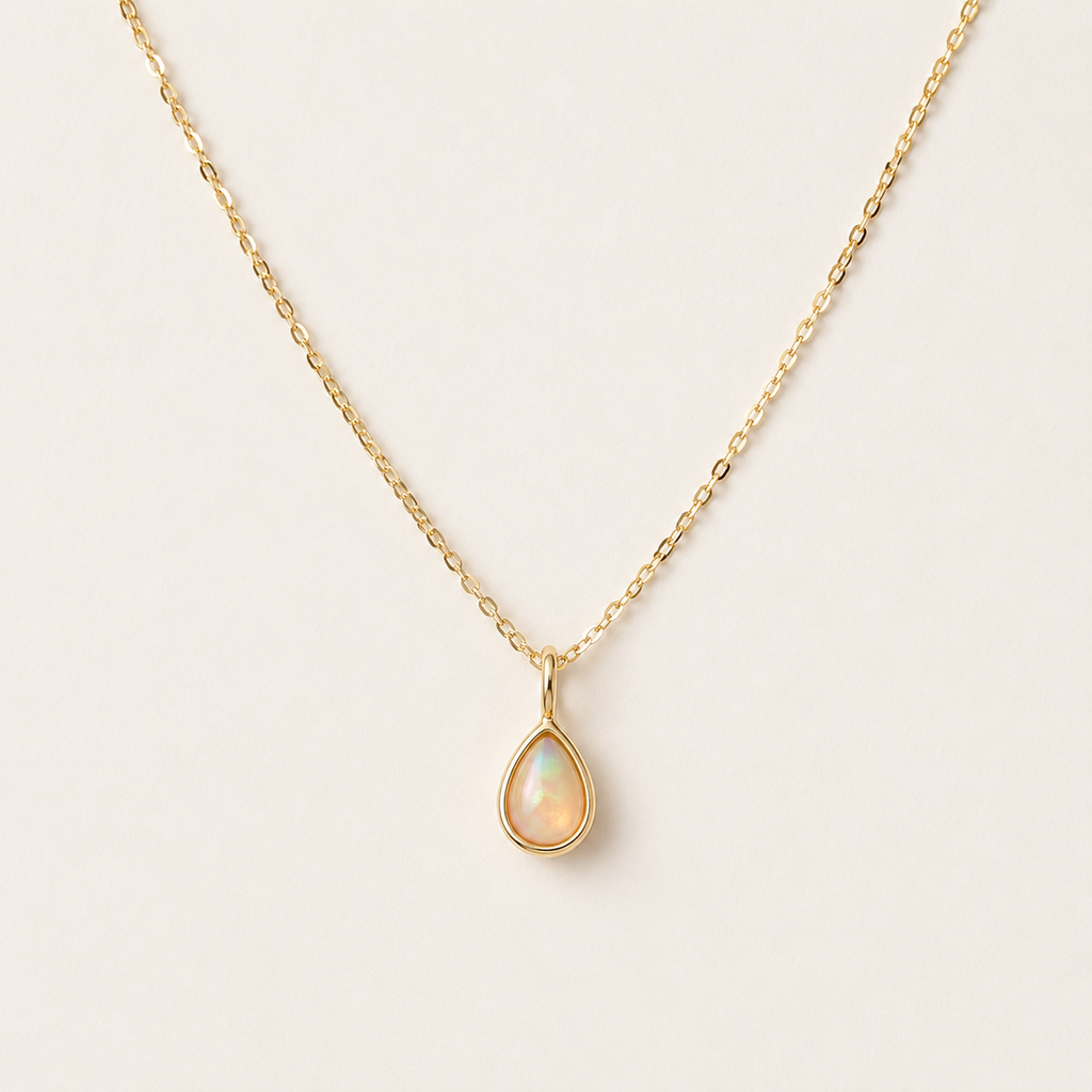 Opal Teardrop Necklace in S925 Sterling Silver