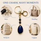 SAFEINA Natural Lapis Lazuli Keychain & Bag Charm Gift Set