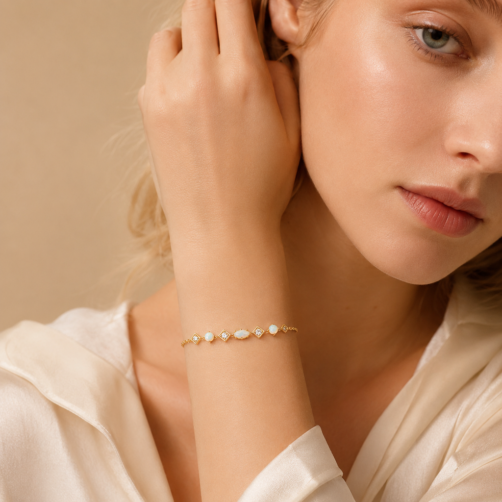 Opal Gold Vermeil Sterling Silver Bracelet - Side View