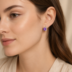 Amethyst Sterling Silver Earrings - Side View