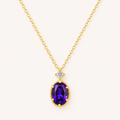 Amethyst Purple Crystal Sterling Silver Gold Necklace