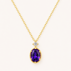 Amethyst Purple Crystal Sterling Silver Gold Necklace