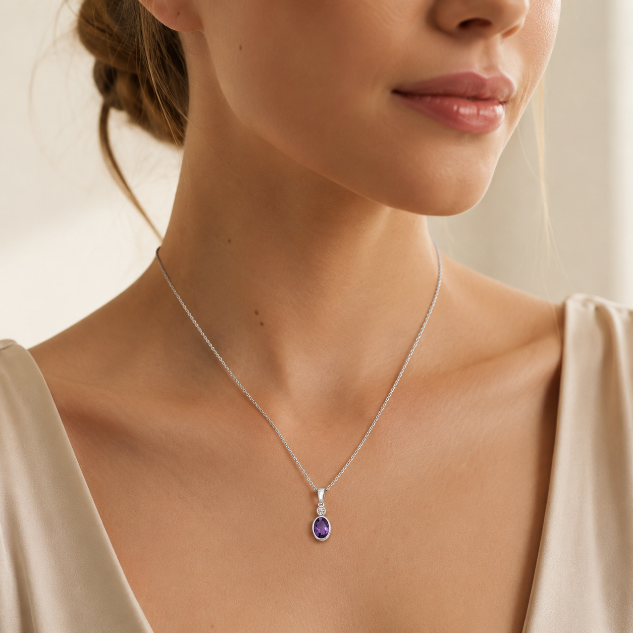 Amethyst Sterling Silver Pendant Necklace
