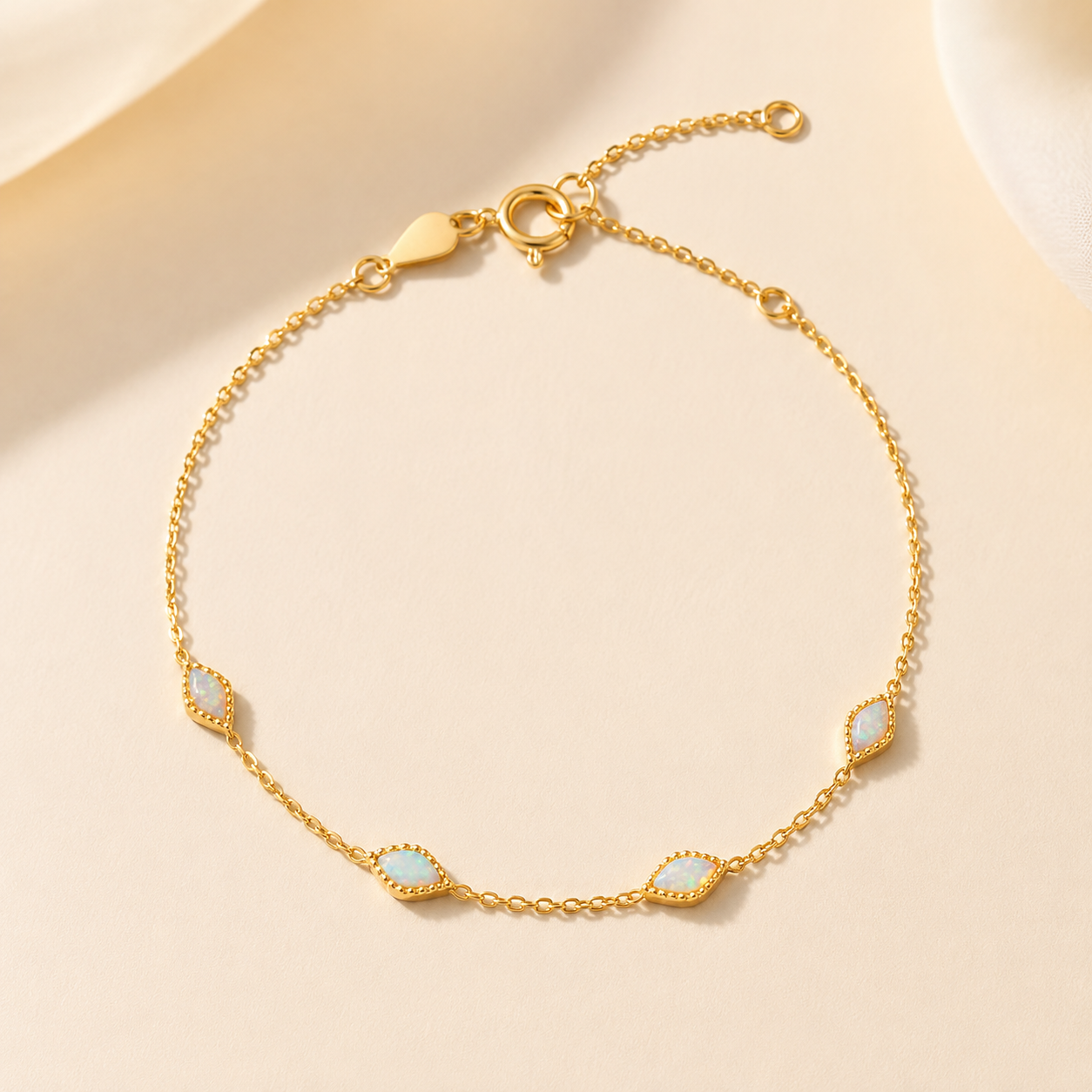 Opal Gold Vermeil Sterling Silver Bracelet - Side View