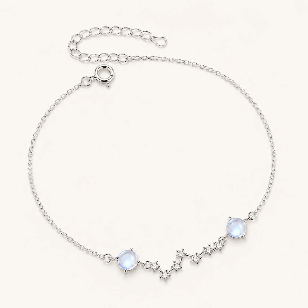 Moonstone Celestial Sterling Silver Bracelet - Side View