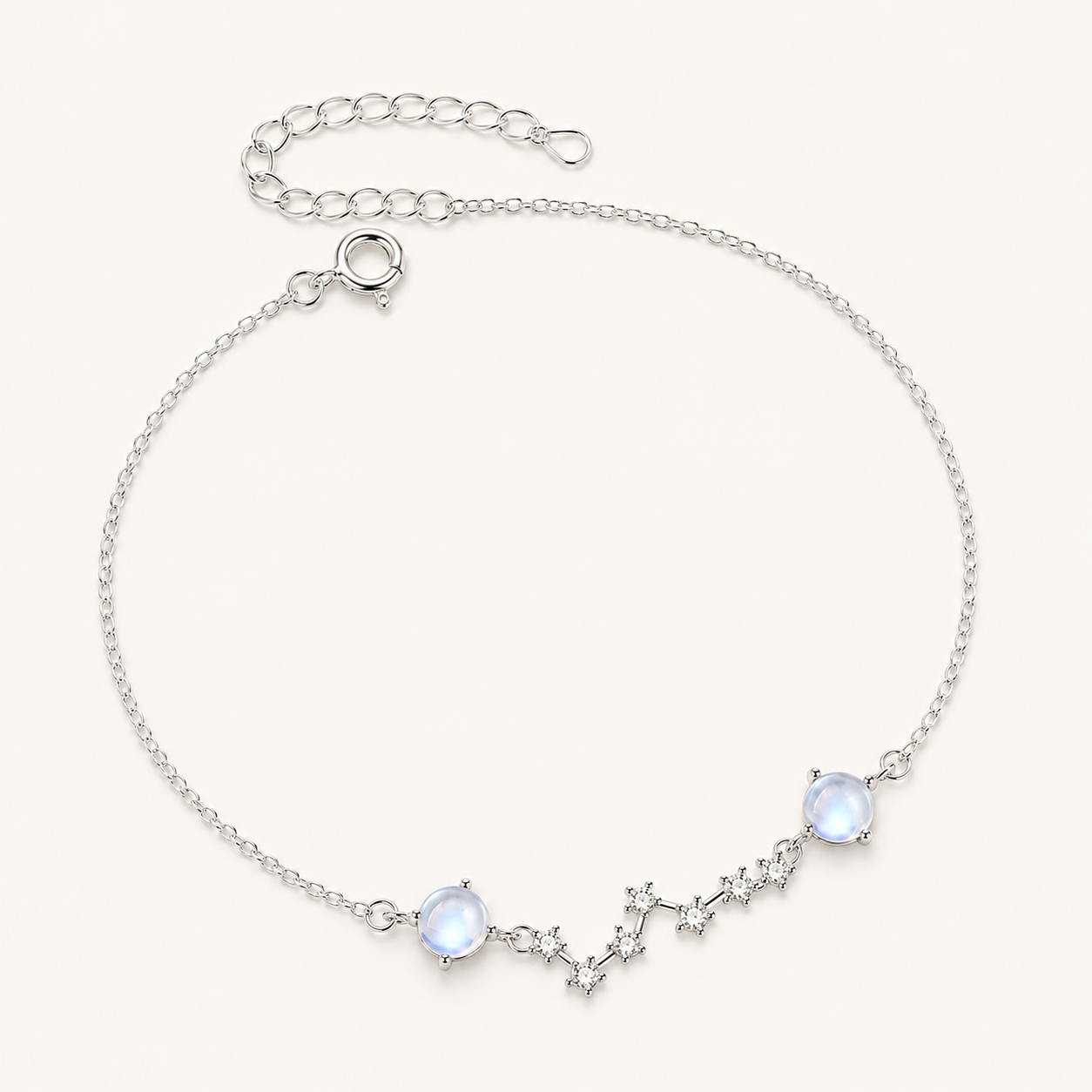 Moonstone Celestial Sterling Silver Bracelet - Side View