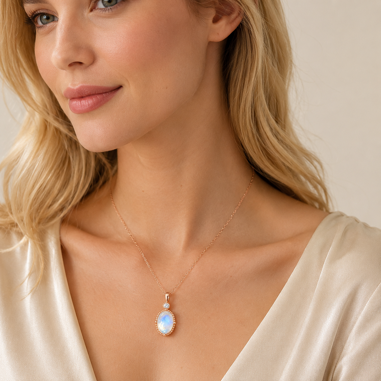 Moonstone Pendant 925 Sterling Silver Necklace