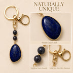 SAFEINA Natural Lapis Lazuli Keychain & Bag Charm Gift Set