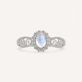 Moonstone Adjustable Ring S925 Sterling Silver - Front View