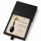 SAFEINA Natural Lapis Lazuli Keychain & Bag Charm Gift Set
