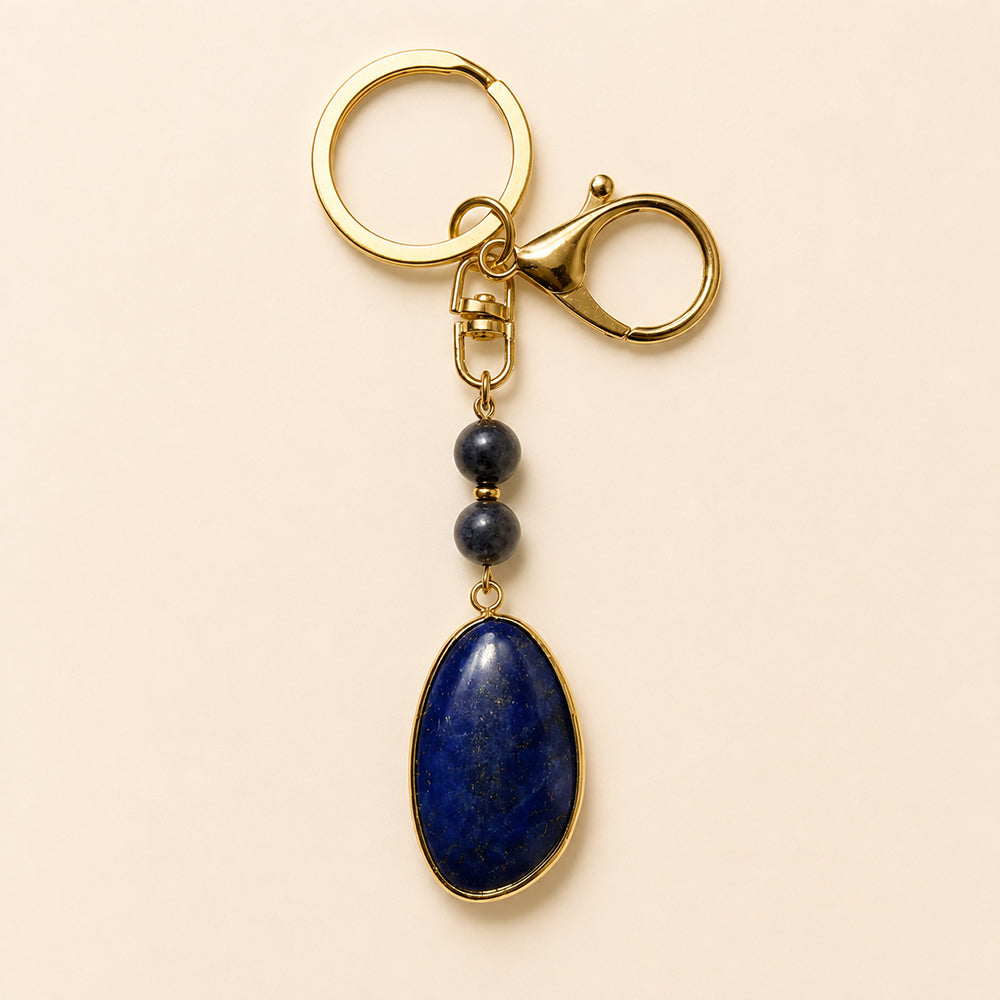 SAFEINA Natural Lapis Lazuli Keychain & Bag Charm Gift Set