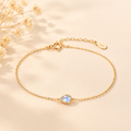 Japanese Minimalist Blue Moonstone Teardrop Bracelet - Front View