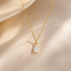 Pink Opal Teardrop Necklace in Gold-Plated 925 Sterling Silver