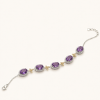 Amethyst Multi-Stone Bracelet S925 Sterling Silver - Side View