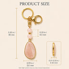 SAFEINA Natural Rose Quartz Keychain & Bag Charm Gift Set