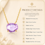 Natural Amethyst Pendant Necklace in S925 Sterling Silver