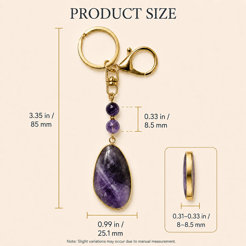 SAFEINA Natural Amethyst Keychain & Bag Charm Gift Set