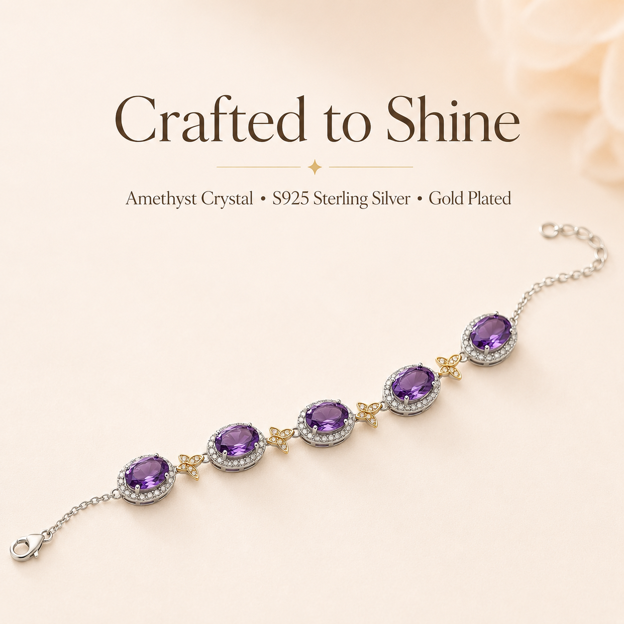 Amethyst Multi-Stone Bracelet S925 Sterling Silver - Lifestyle Shot