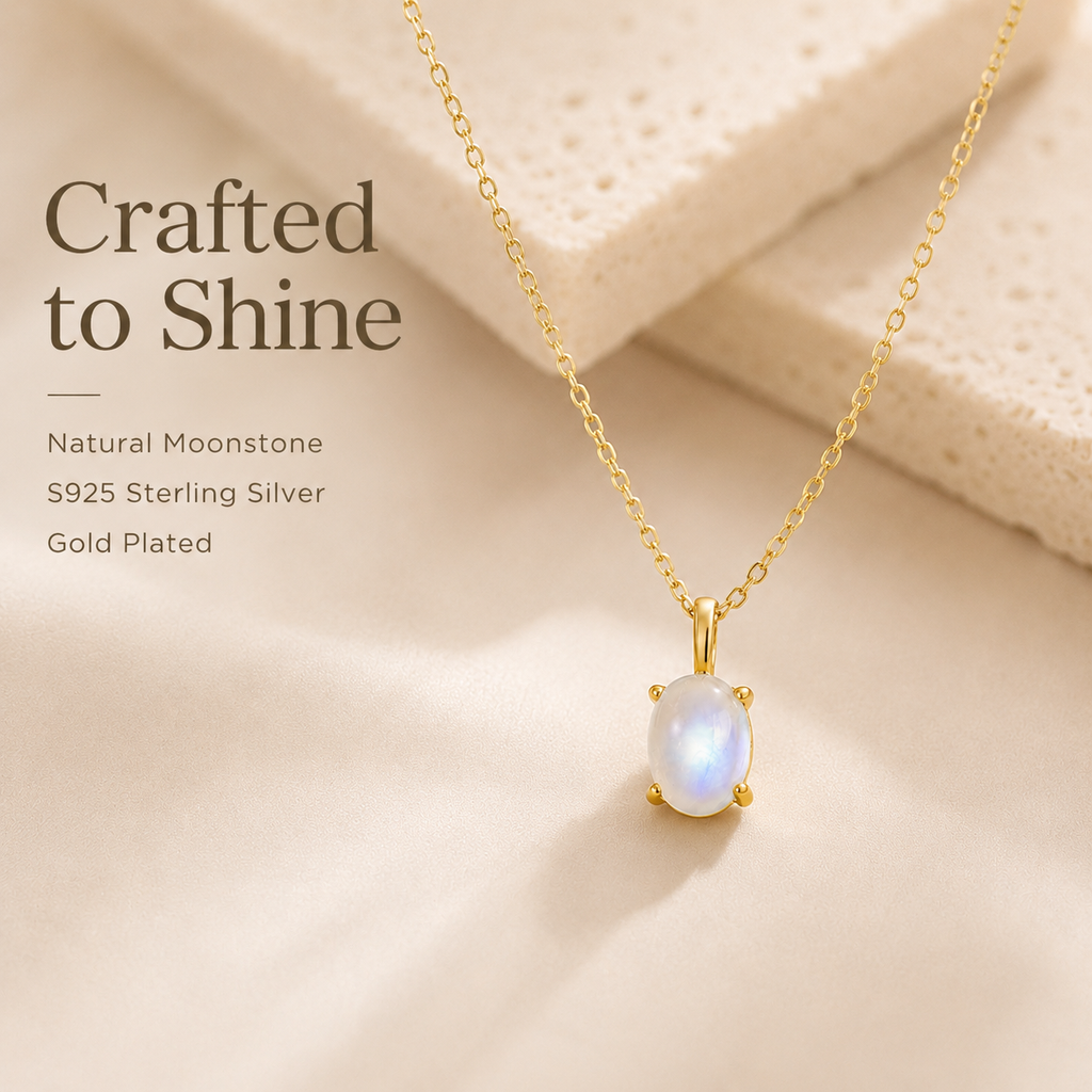 Moonstone 18K Gold Plated Sterling Silver Necklace