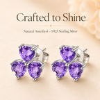 Amethyst Sterling Silver Flower Stud Earrings - Lifestyle Shot