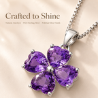 Amethyst Sterling Silver Clover Pendant Necklace