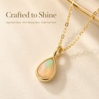 Opal Teardrop Necklace in S925 Sterling Silver