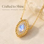 Rainbow Moonstone Pendant Necklace in Gold-Plated S925 Silver