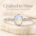 Lab Opal Adjustable Ring S925 Sterling Silver - Lifestyle Shot