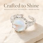 Moonstone Adjustable Ring S925 Sterling Silver - Brand Quality