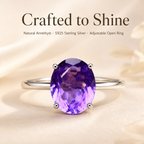 Amethyst Adjustable Ring S925 Sterling Silver - Lifestyle Shot