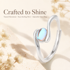Moonstone Adjustable 925 Sterling Silver Ring - Lifestyle Shot