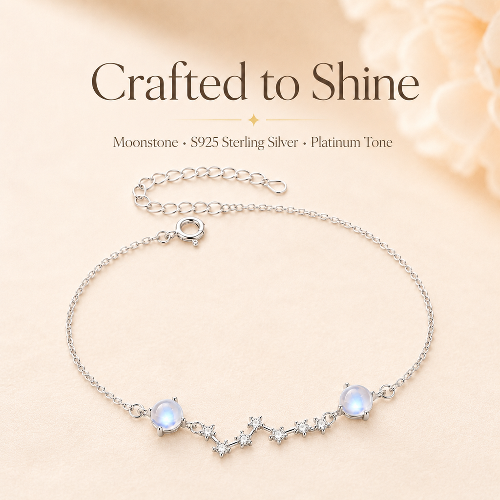 Moonstone Celestial Sterling Silver Bracelet - Lifestyle Shot